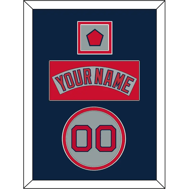 Boston Nameplate, Number & Logo Patch - Road Gray (1992-2008) - Double Mat 4