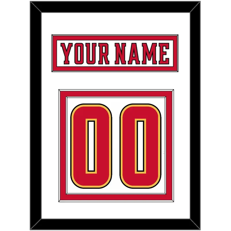 Calgary Nameplate & Number (Back) - Road White (2017-2020) - Double Mat 1