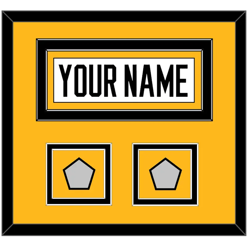 Pittsburgh Nameplate & 2 Stanley Cup Finals Patches - Home White (1988-1992) - Double Mat 3