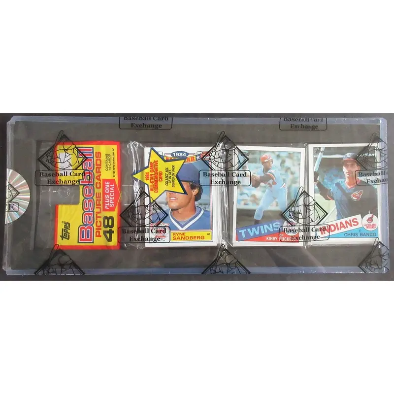 1985 Topps Baseball Unopened Rack Pack (Puckett RC Top) (BBCE)