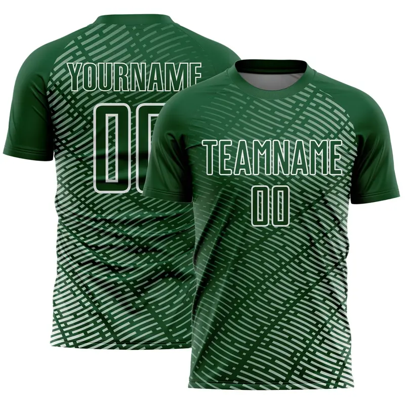 Custom Green White Stripe Line Sublimation Soccer Uniform Jersey