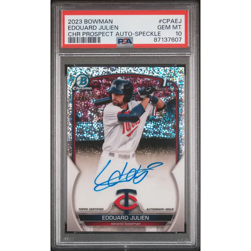 Edouard Julien 2023 Bowman Chrome Speckle Auto #222/299 PSA 10 Gem Mint