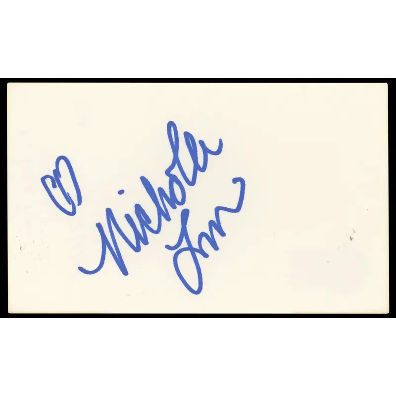 Nicholle Tom The Nanny Authentic Signed 3x5 Index Card Autographed BAS #BN33228