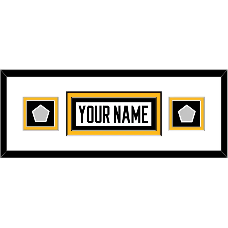 Pittsburgh Nameplate & 2 Stanley Cup Finals Patches - Home White (1988-1992) - Double Mat 6