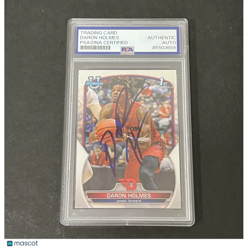 2023 Bowman University Chrome #83 Daron Holmes signed card PSA Dayton