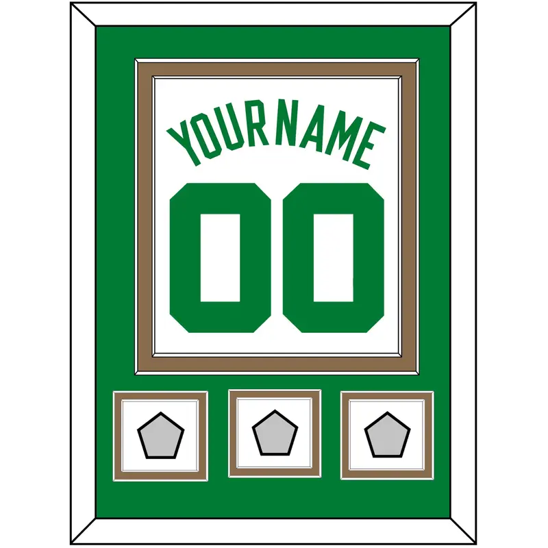 Boston Name & Number With 3 Trophy Patches - Home White (1972-2018) - Double Mat 2