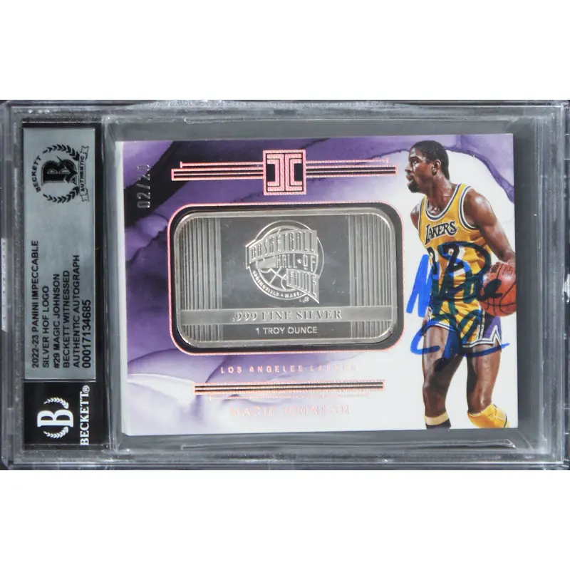Magic Johnson Signed 2020 Panini Impeccable Silver #2/20 Card Auto 10! BAS Slab