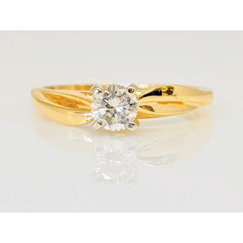 14K .30 CARAT TOTAL SI1 K DIAMOND ROUND SOLITAIRE ESTATE RING 2.3 GRAMS
