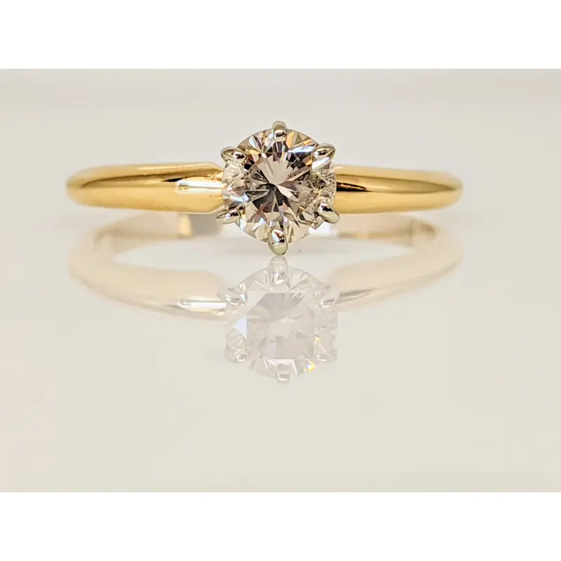14K .53 CARAT TOTAL I1 N DIAMOND ROUND SOLITAIRE ESTATE RING 2.1 GRAMS