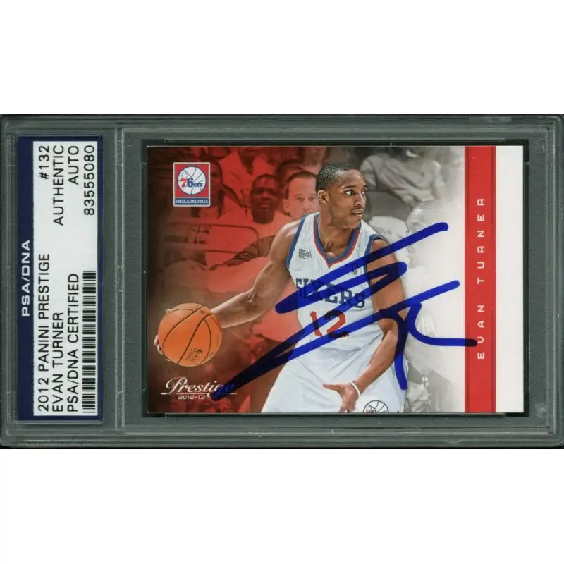 76Ers Evan Turner Authentic Signed Card 2012 Panini Prestige #132 PSA Slabbed