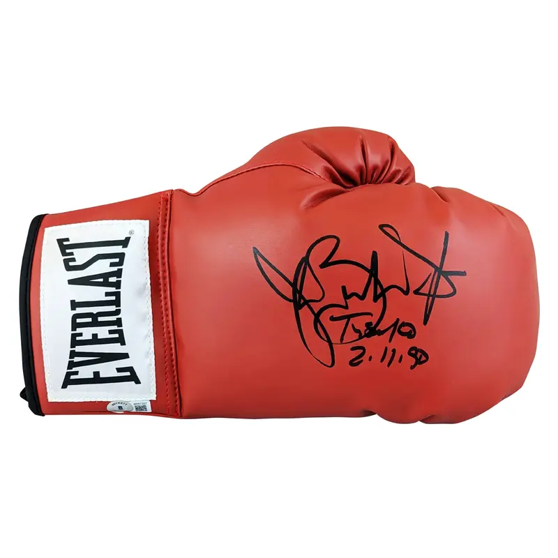 Buster Douglas "Tyson KO 2-11-90" Signed Red Everlast Boxing Glove BAS Witness