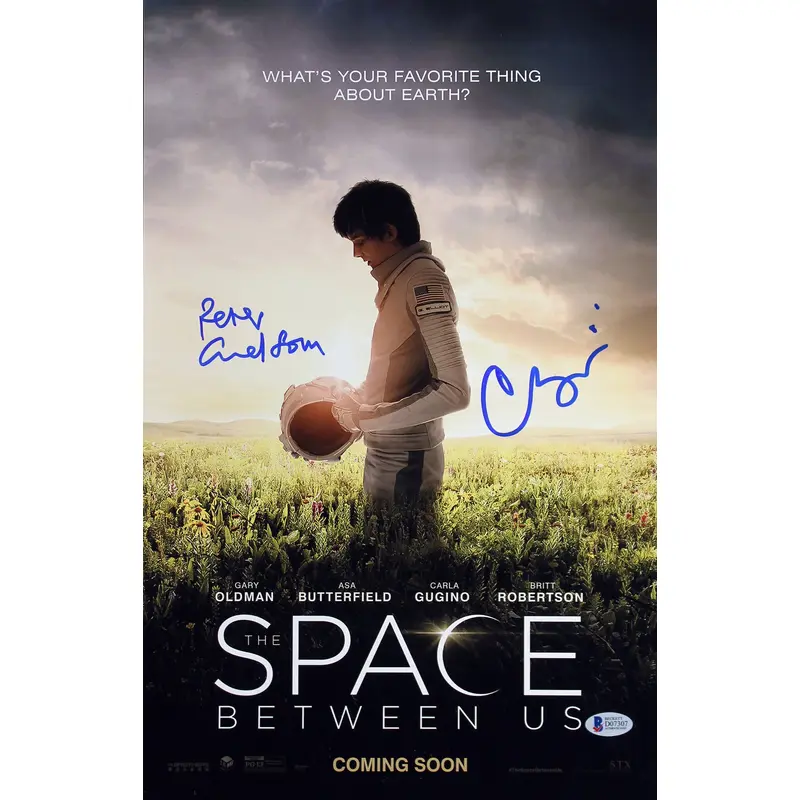 Carla Gugino & Peter Chelsom The Space Between Us Signed 11x17 Photo BAS #D07307