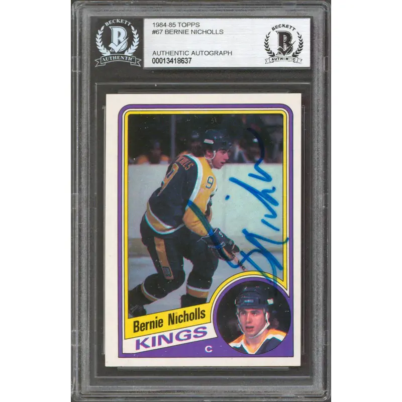 Kings Bernie Nicholls Authentic Signed 1984 Topps #67 Card Autographed BAS Slab