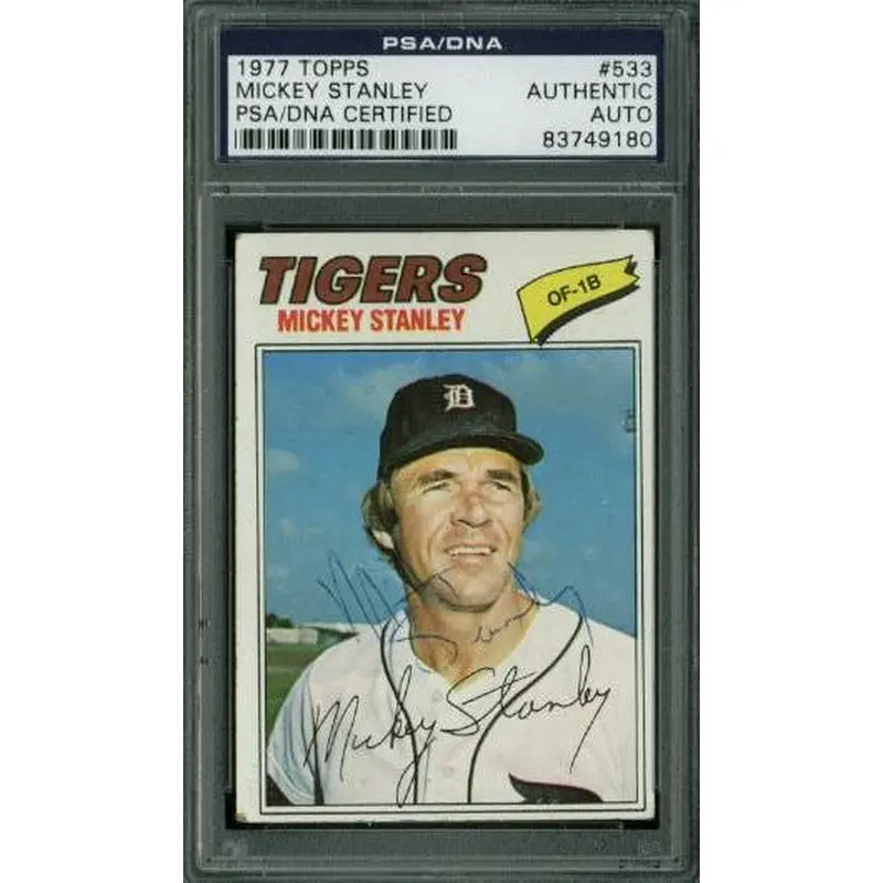 Tigers Mickey Stanley Authentic Signed Card 1977 Topps #533 PSA/DNA Slabbed
