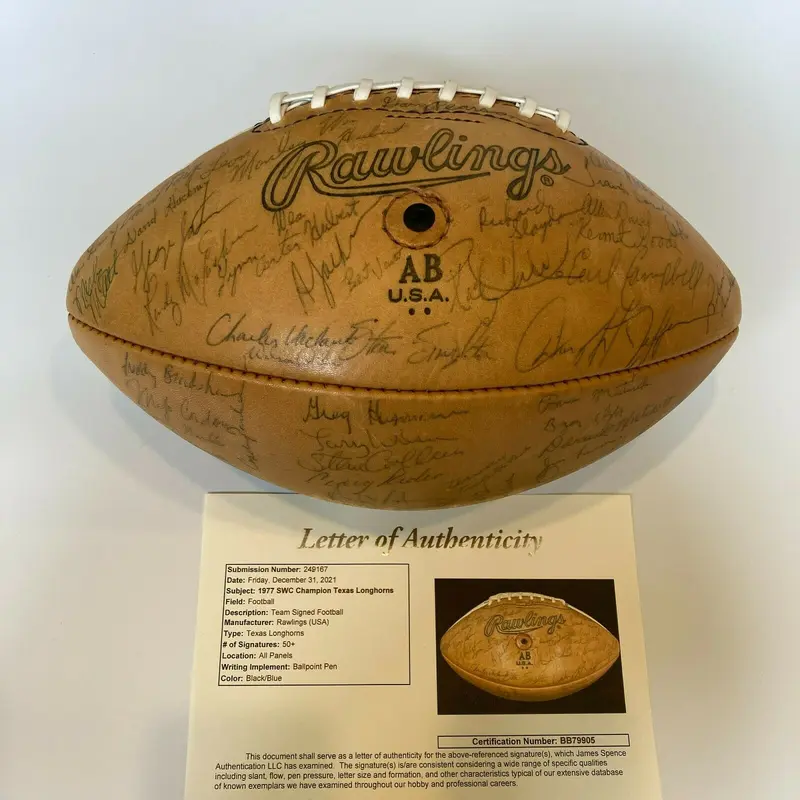 1977 Texas Longhorns SWC Champions Team Signed Football 50+ Sigs JSA COA