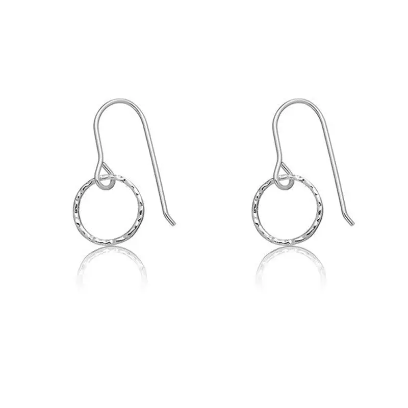 Sterling Silver "Twisted" Circle Fishhook Earrings