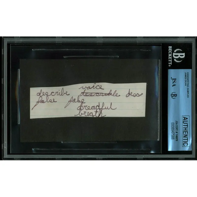 James Dean 1.25x4.5 Handwriting Sample from 5th Grade Notebook JSA Slab #8947588