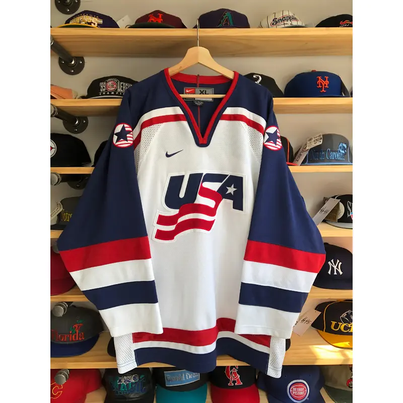 Vintage Nike Team USA Blank Hockey Jersey Size XL