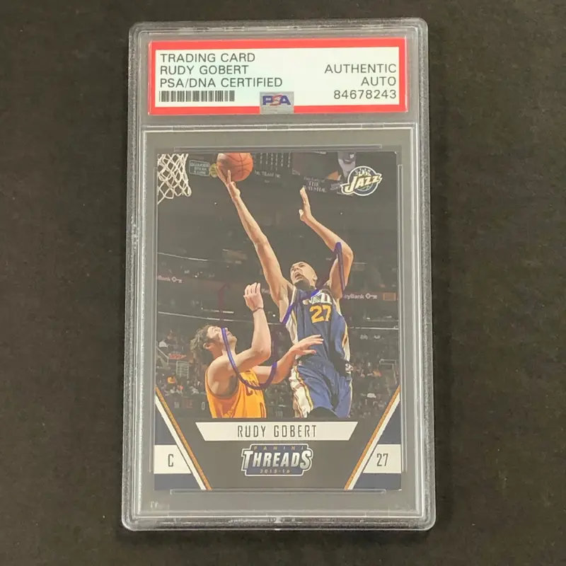 2015-16 Panini Threads #51 Rudy Gobert Signed Card PSA Slabbed Jazz