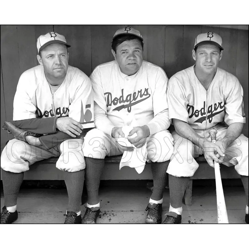 Babe Ruth Leo Durocher 8X10 Photo - Burleigh Grimes 1938 Brooklyn Dodgers - 2033