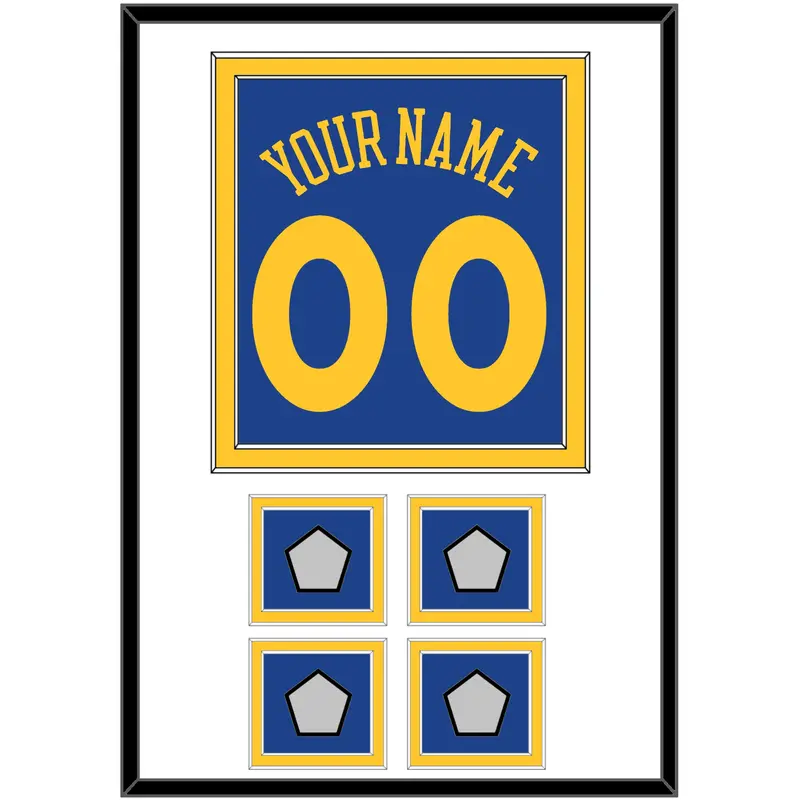 Golden State Name & Number With 4 Champions Patches - Road Blue (2010-2019) - Double Mat 1