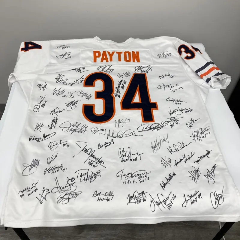 NFL Hall Of Fame Multi Signed Walter Payton Jersey With 40+ Signatures JSA COA