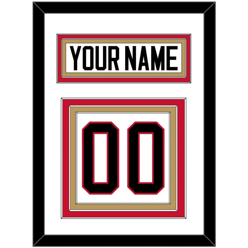 Ottawa Nameplate & Number (Back) - Home/Road White (1995-2007) - Triple Mat 2