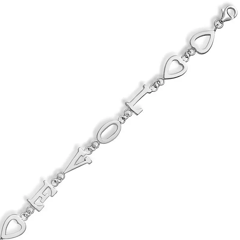 Sterling Silver  Hearts and "Love" Bracelet
