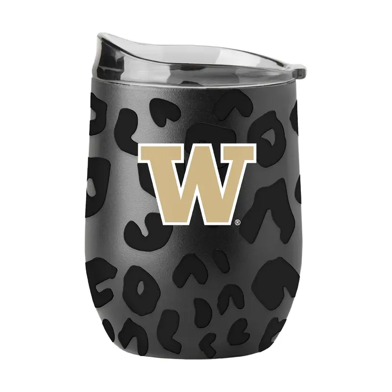 Washington Leopard 16oz Black Powdercoat Curved Beverage