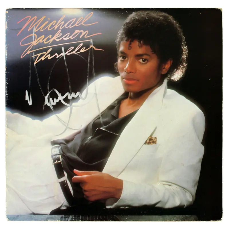 Michael Jackson Authentic Signed Thriller Album Cover Autographed BAS #AC74376