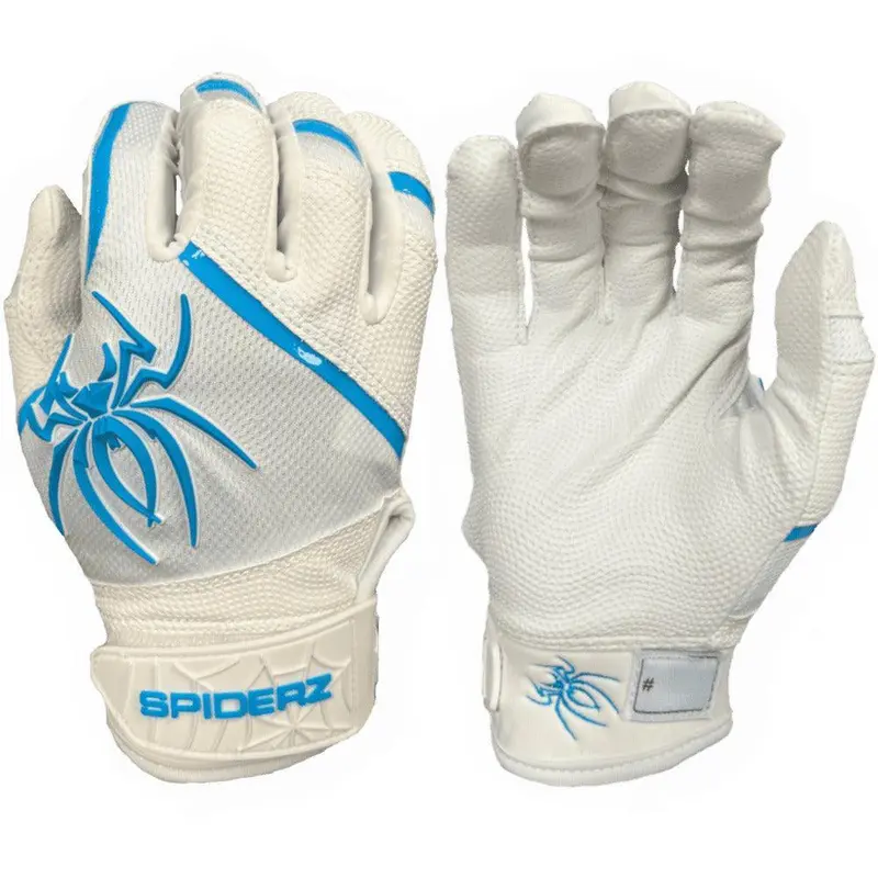 Spiderz PRO Batting Gloves - White/Columbia Blue