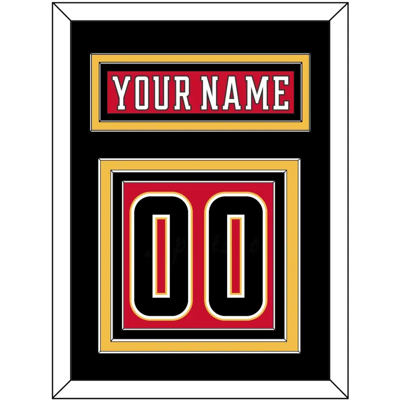 Calgary Nameplate & Number (Back) - Home Red (2017-2020) - Triple Mat 3
