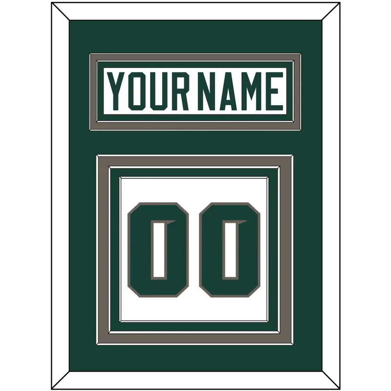 Michigan State Hockey Nameplate & Number (Back) - Home White (2006-2007) - Triple Mat 2