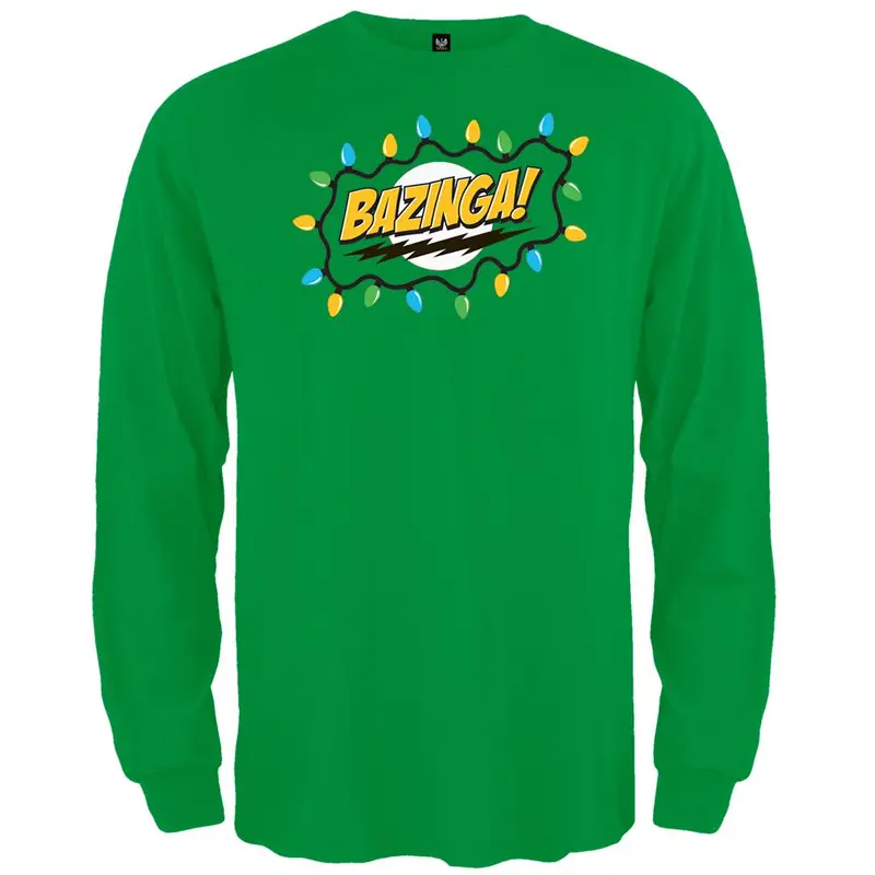 Big Bang Theory - Christmas Lights Bazinga Green Long Sleeve T-Shirt