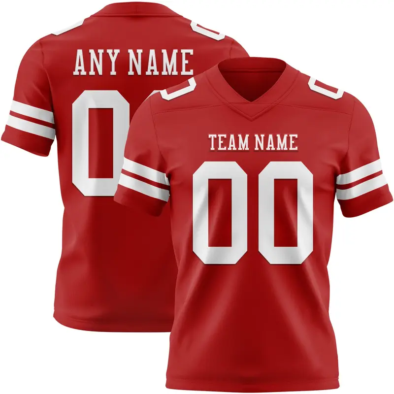 Custom Red White Mesh Authentic Football Jersey