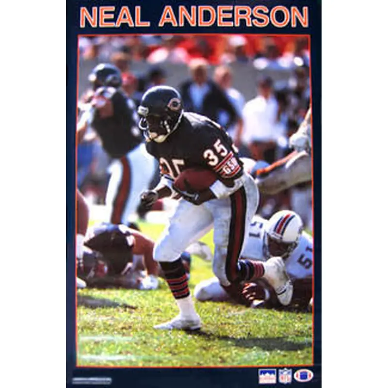 Neal Anderson "Breakthrough" Chicago Bears NFL Action Poster - Starline 1988