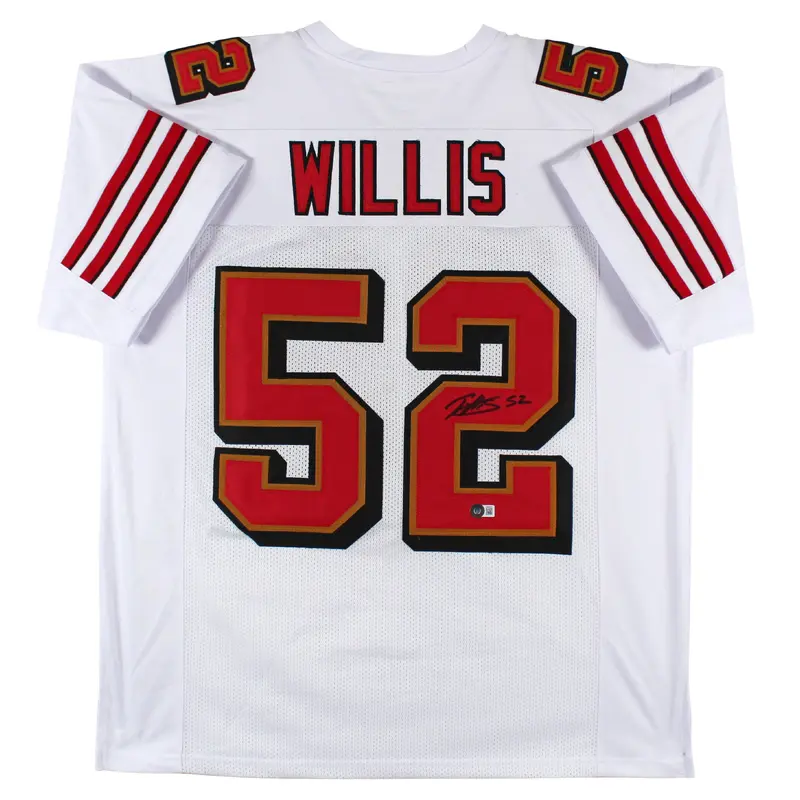Patrick Willis Authentic Signed White Throwback Pro Style Jersey BAS Witnessed