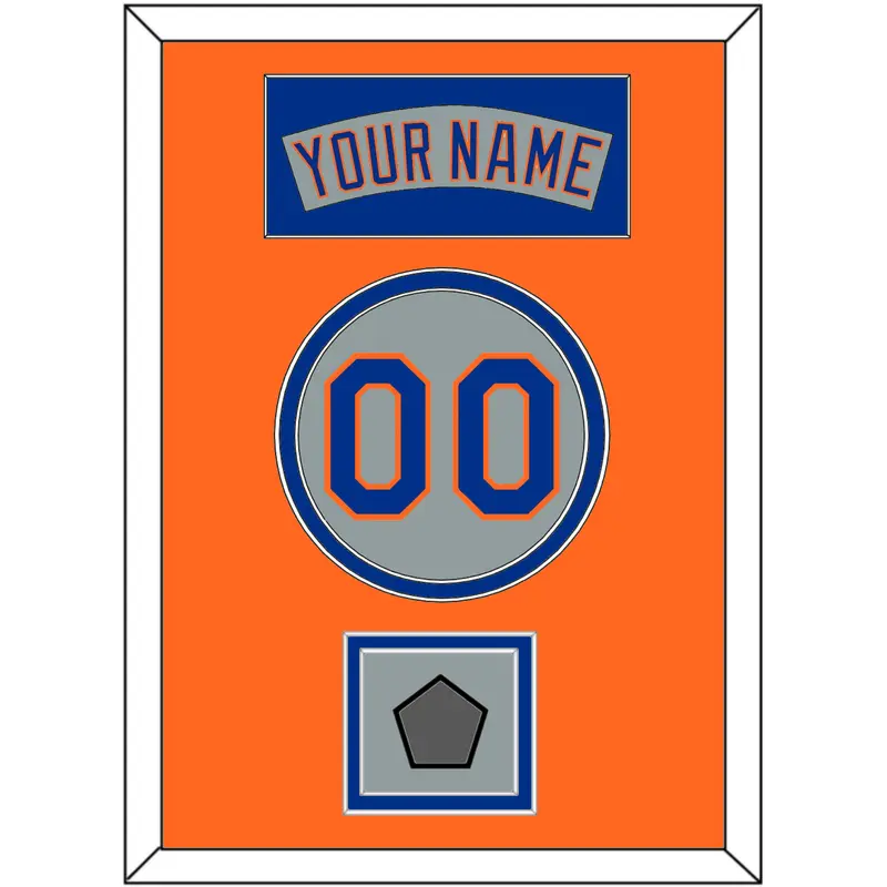 New York Nameplate, Number & World Series Patch - Road Gray (1982-1986) - Double Mat 4
