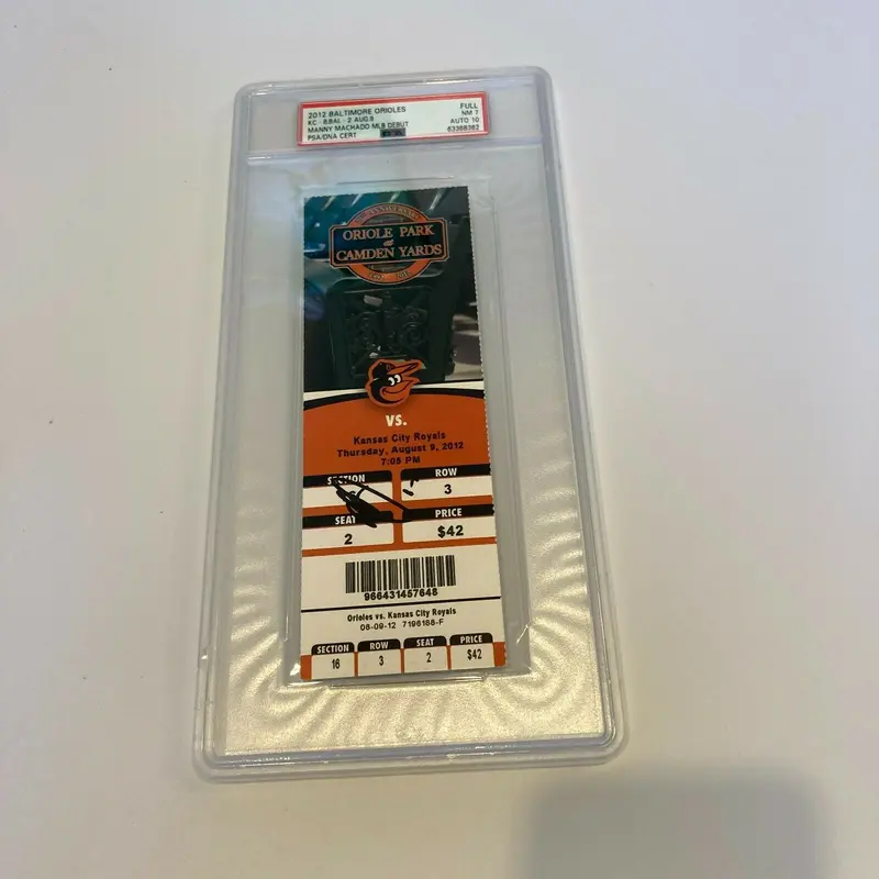 Manny Machado Signed MLB Debut Full Ticket August 9, 2012 PSA DNA