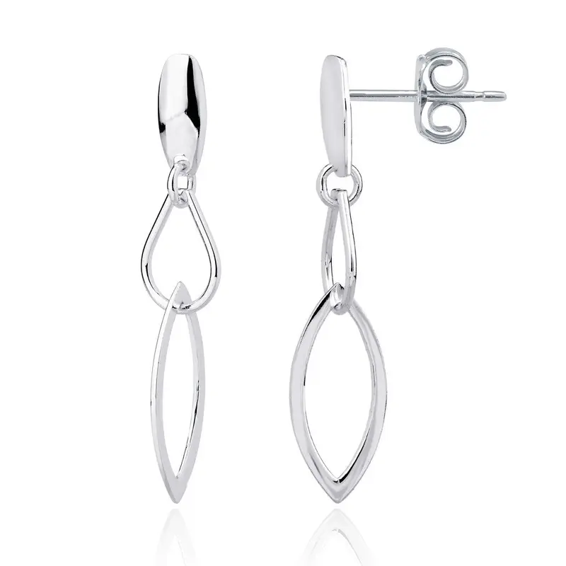 Sterling Silver Open Shapes Interlocking Earrings