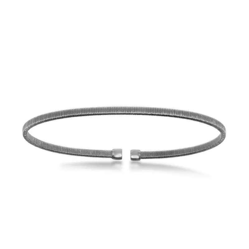 Sterling Silver Wire Designer Bangle, Black Rhodium