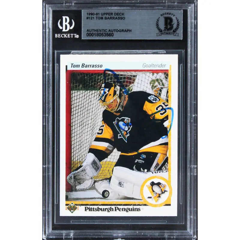 Penguins Tom Barrasso Authentic Signed 1990 Upper Deck #121 Card BAS Slabbed