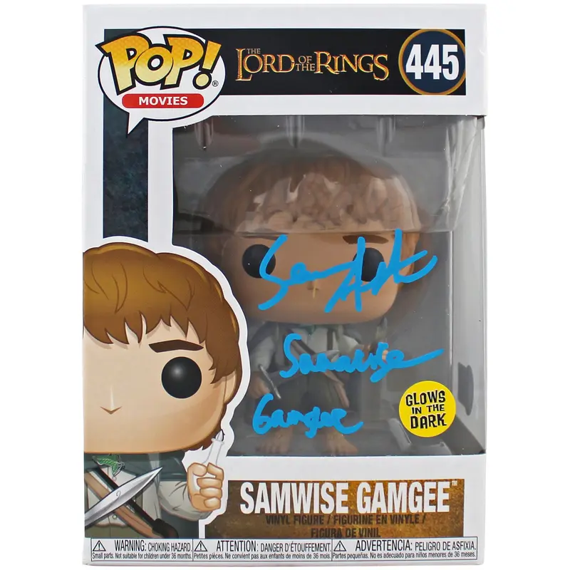 Sean Astin LOTR "Sam Gamgee" Signed Funko Pop Vinyl Figure w/ Blue Sig BAS Wit