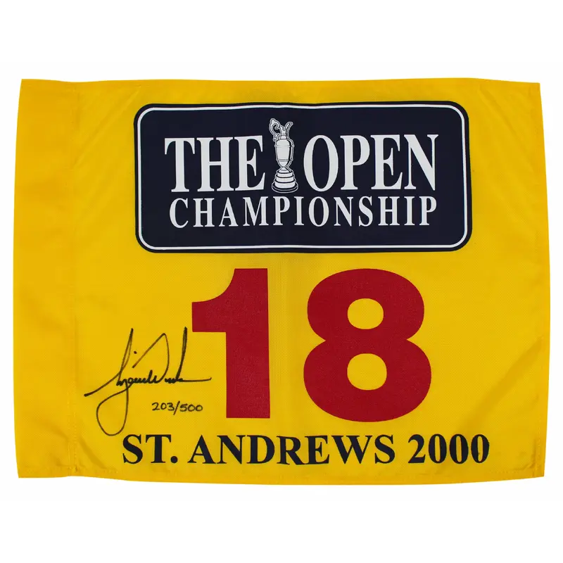 Tiger Woods Signed St. Andrews 2000 British Open Flag LE #203/500 BAS #AC58674