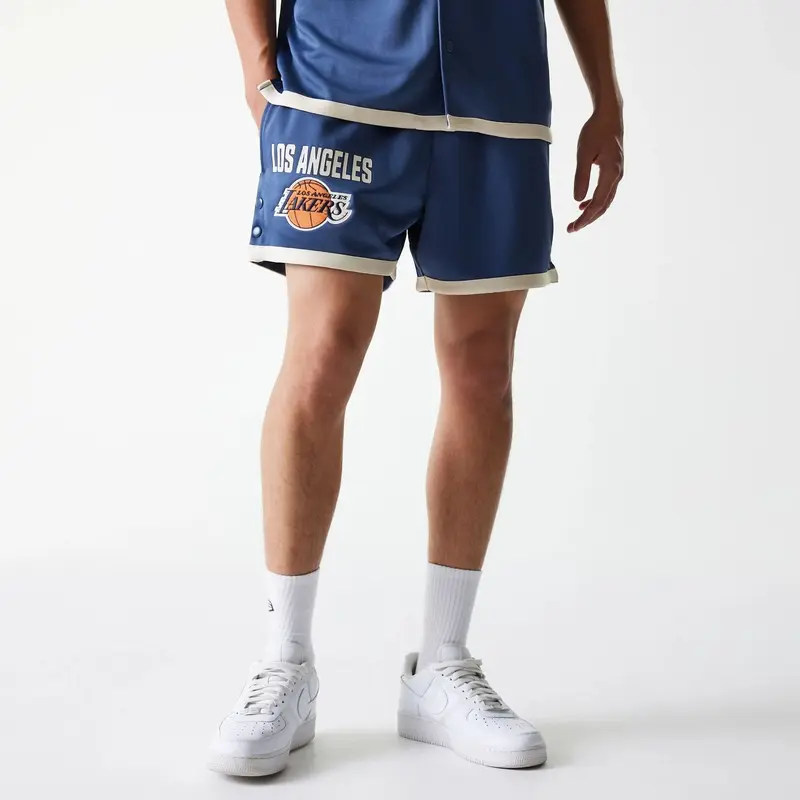 LA Lakers NBA Snap Button Dark Blue Shorts