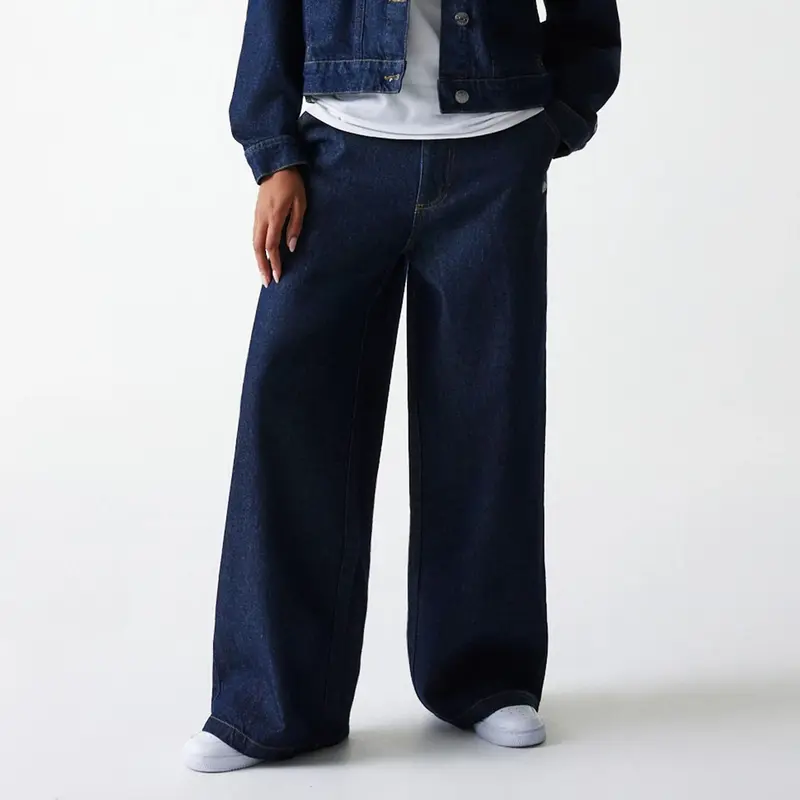 New York Yankees Womens MLB Dark Blue Wide Leg Denim Trousers
