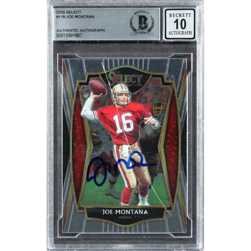 49ers Joe Montana Authentic Signed 2020 Select #118 Card Auto 10! BAS Slabbed