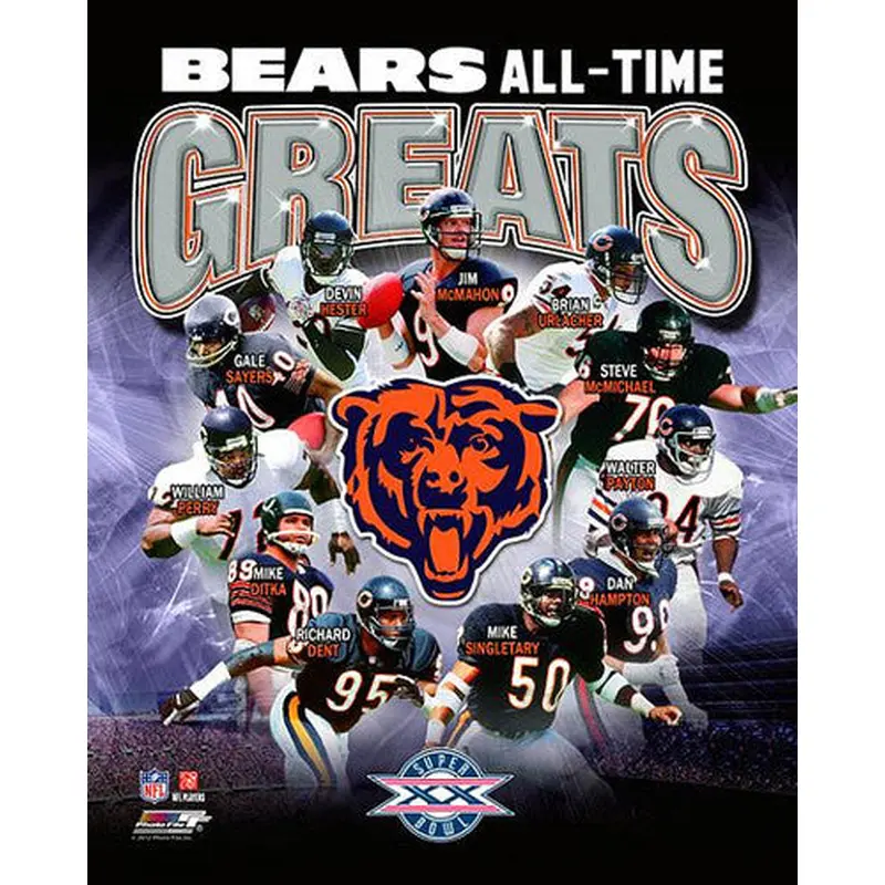 Chicago Bears "All-Time Greats" (11 Legends) Premium Poster Print - Photofile Inc.