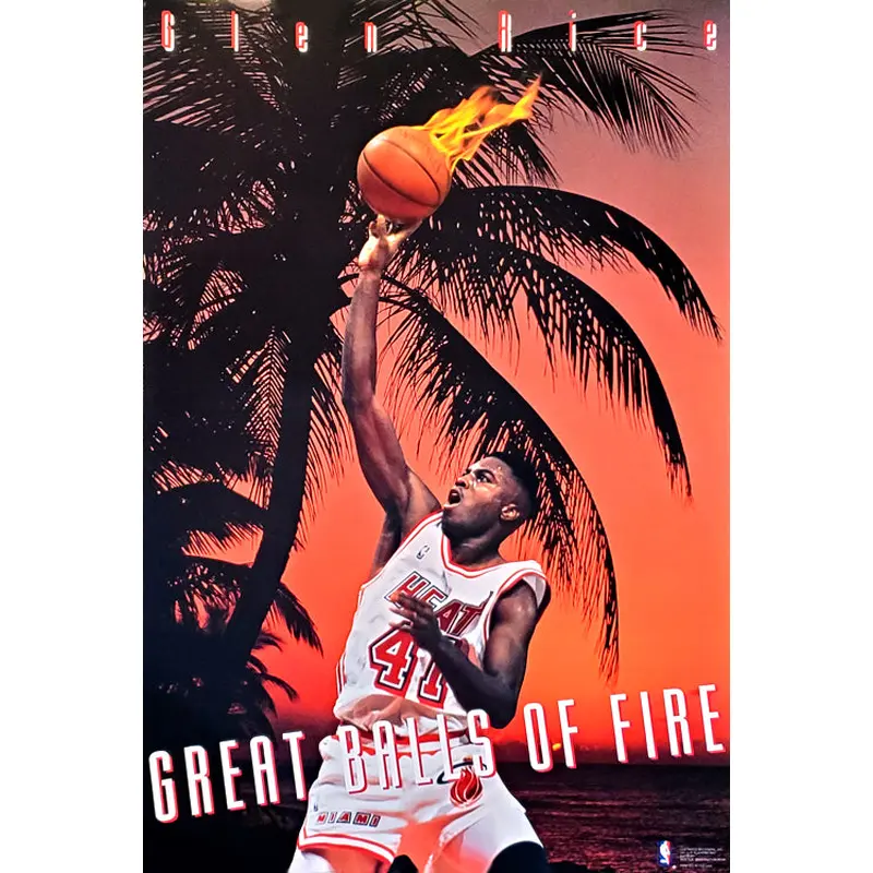 Glen Rice "Great Balls of Fire" Miami Heat NBA Action Poster - Costacos Brothers 1993