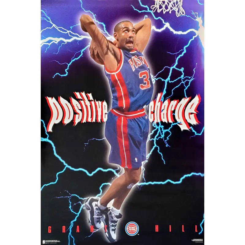 Grant Hill "Positive Charge" Detroit Pistons NBA Action Poster - Costacos 1995